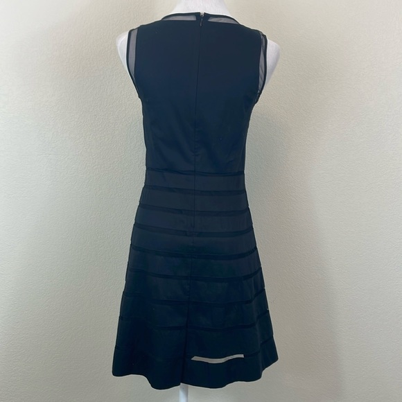 Ann Taylor black mesh panel sleeveless a line dress size 0P - Picture 3 of 8